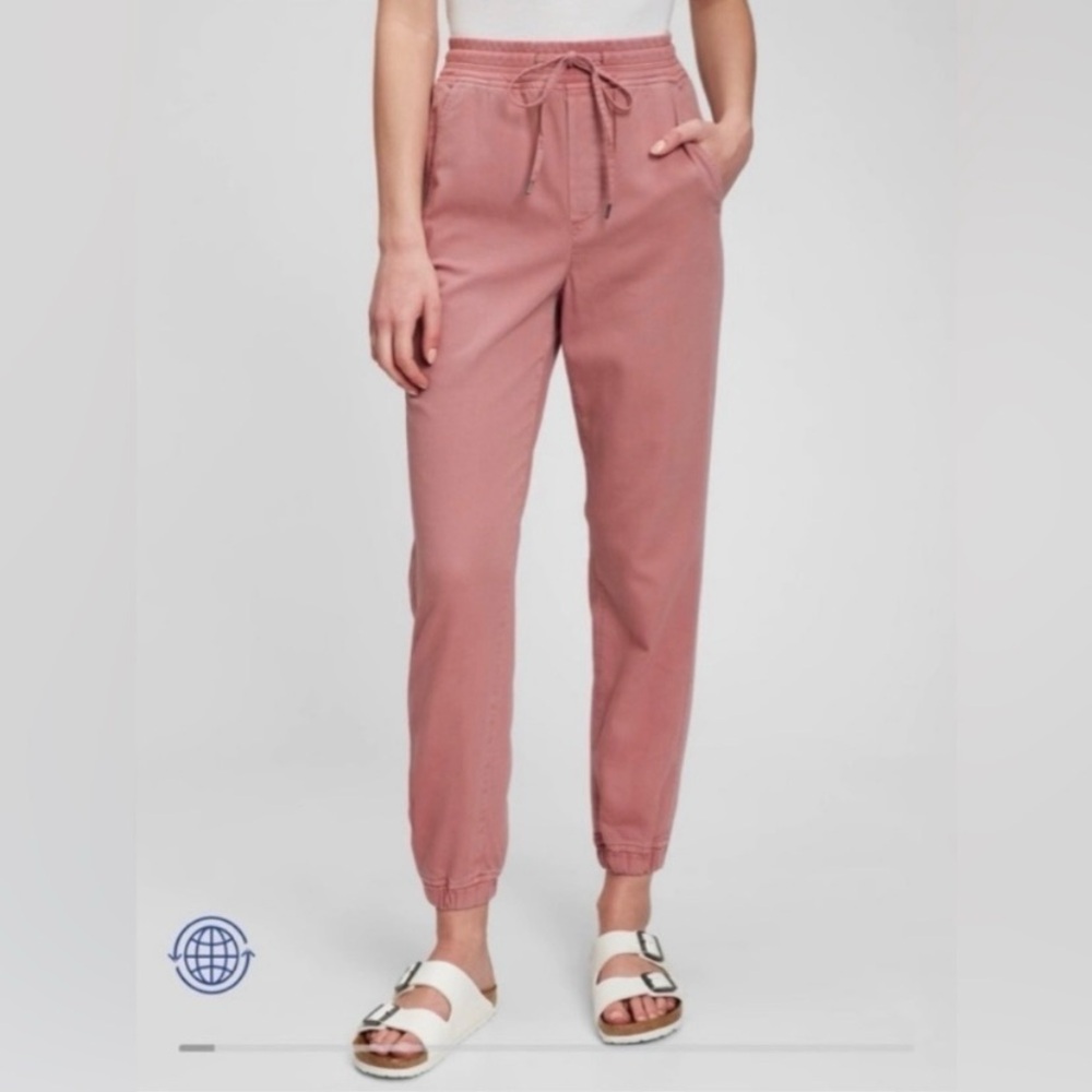 Gap Twill Pull On Elastic Drawstring Waist Jogger Pants Pink Size Medium